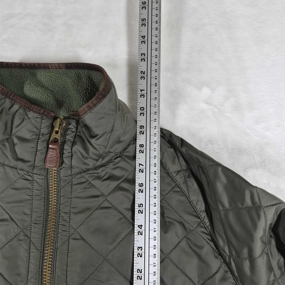 Vintage Polo Ralph Lauren Quilted Jacket Men's XL Olive Green Fleece Full Zip‎